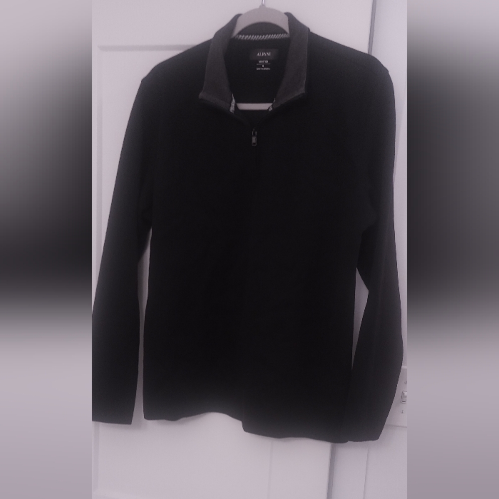 Alfani Black Quarter Zip Sweater with Textured Knit
